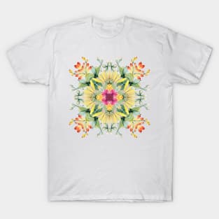 Yellow Mums Watercolor Pattern T-Shirt